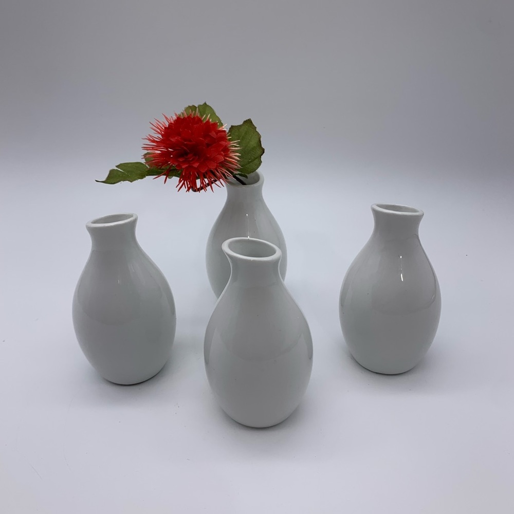 Lot Of Four Small White Bud Vases 4” by ACOPA